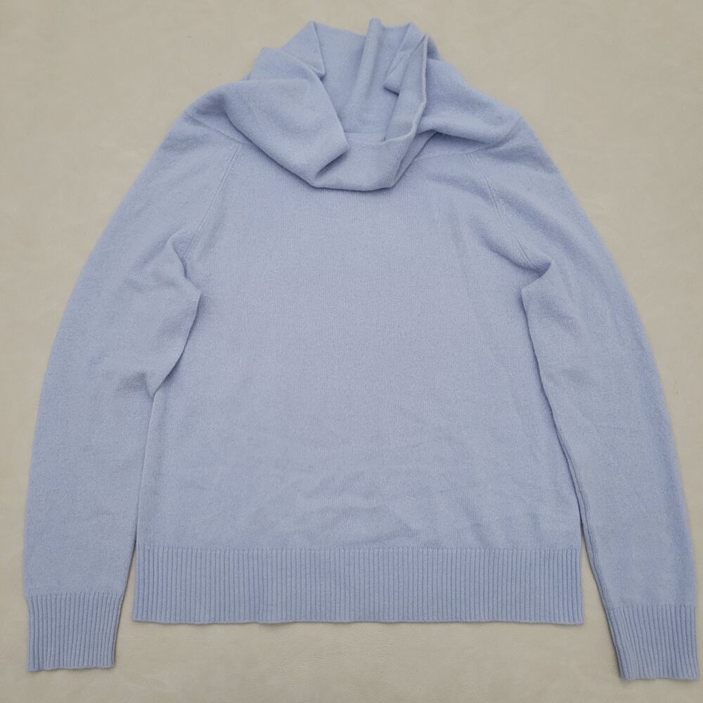 100% Cashmere Antonio Melani Womens Blue Cowl Neck Knit Pullover Sweater Size XL